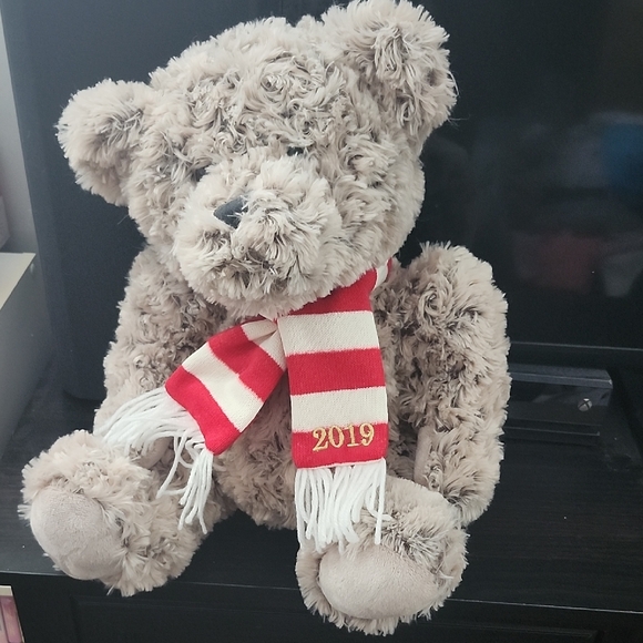 Other - Plush Teddy Bear with Red and White Scarf